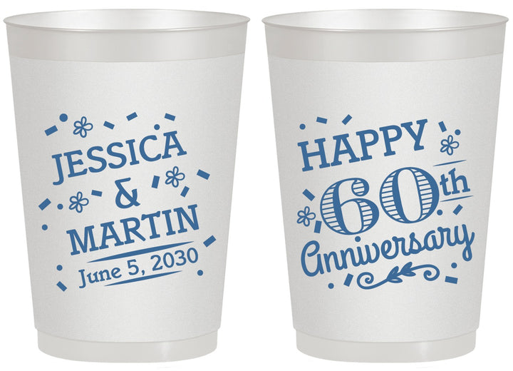 Personalized Anniversary 20 oz Frosted Cups - Cheers To 60 Years | 80009