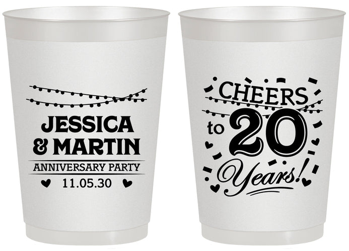Personalized Anniversary 20 oz Frosted Cups - Cheers To 20 Years | 80011
