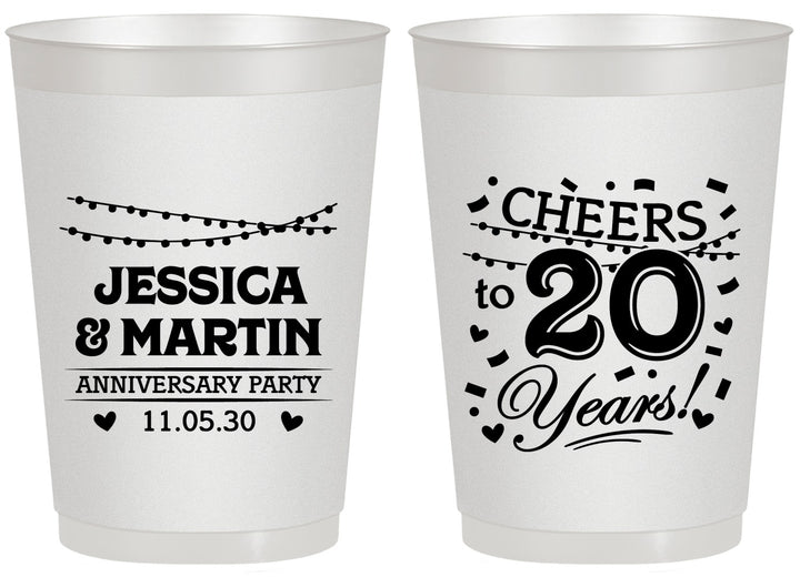 Personalized Anniversary 20 oz Frosted Cups - Cheers To 20 Years | 80011