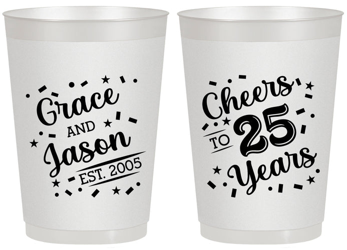 Personalized Anniversary 20 oz Frosted Cups - Cheers To 25 Years | 80012
