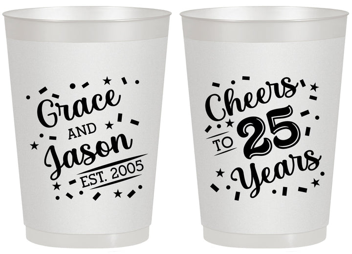 Personalized Anniversary 20 oz Frosted Cups - Cheers To 25 Years | 80012