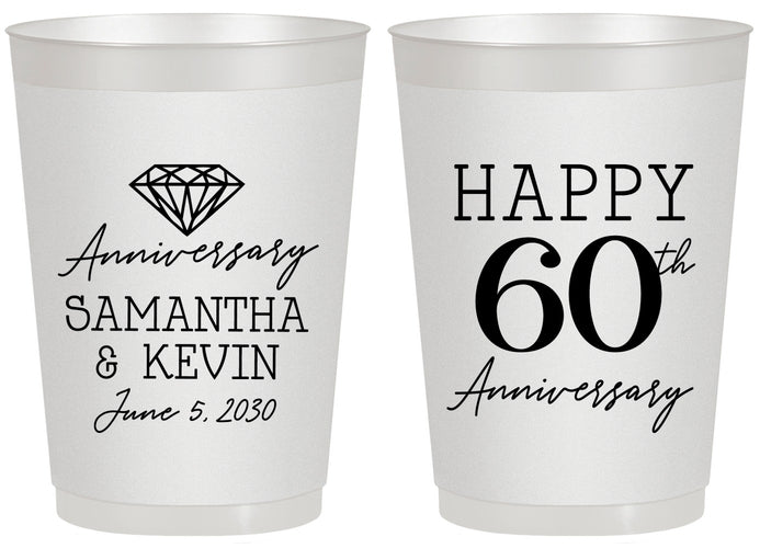 Personalized Anniversary 20 oz Frosted Cups - 60th Wedding | 80019