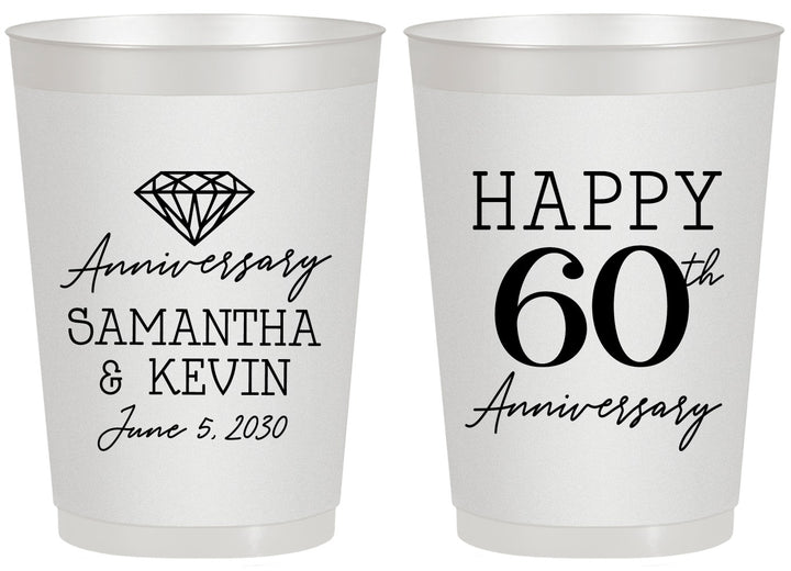 Personalized Anniversary 20 oz Frosted Cups - 60th Wedding | 80019