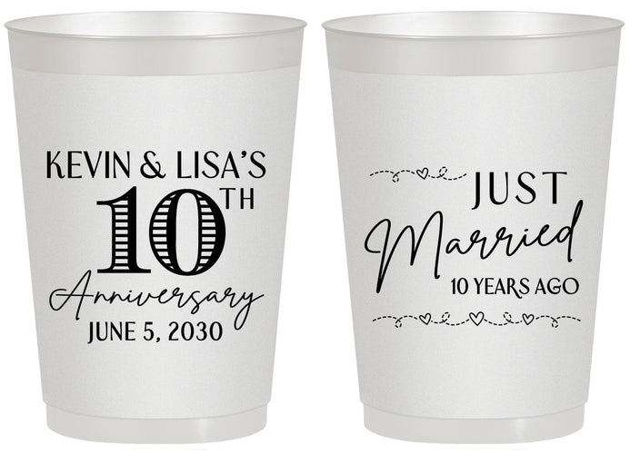 Personalized Anniversary 20 oz Frosted Cups - 10 Years Down | 80020
