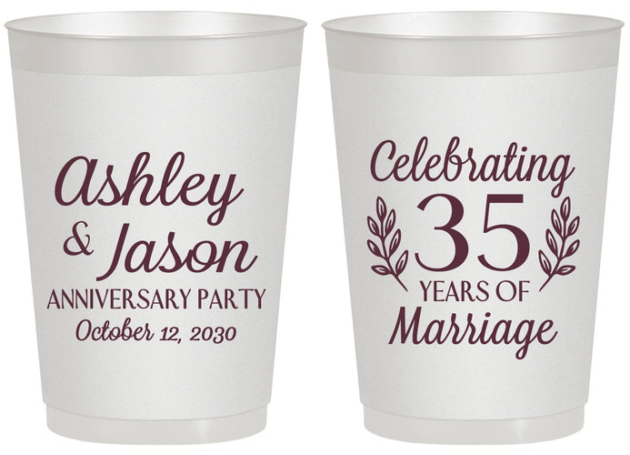 Personalized Anniversary 20 oz Frosted Cups - 35 Years Of Marriage | 80024