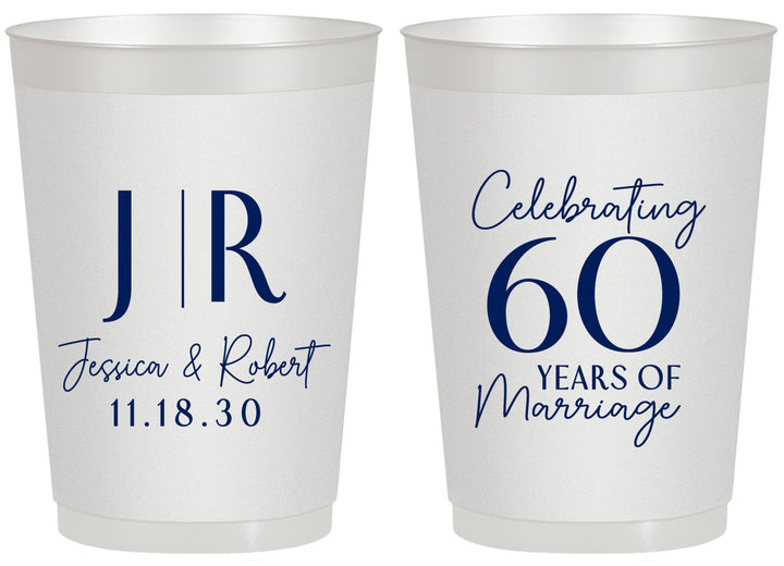 Personalized Anniversary 20 oz Frosted Cups - 60 Years Of Marriage | 80029