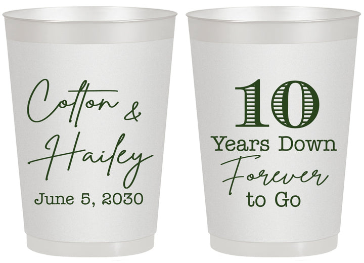 Personalized Anniversary 20 oz Frosted Cups - Just Married 10 Years Ago | 80030