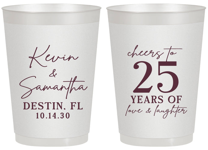 Personalized Anniversary 20 oz Frosted Cups - 25 Years Of Marriage | 80032