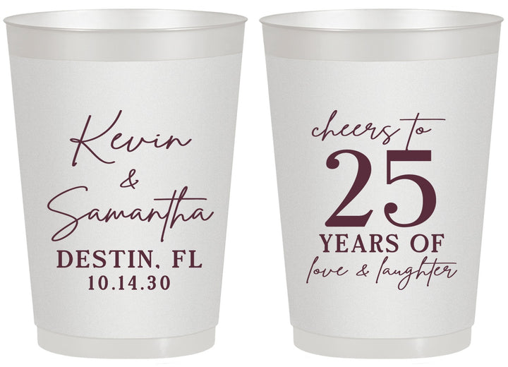Personalized Anniversary 20 oz Frosted Cups - 25 Years Of Marriage | 80032