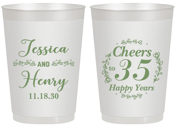 Personalized Anniversary 20 oz Frosted Cups - Cheers To 35 Years | 80034