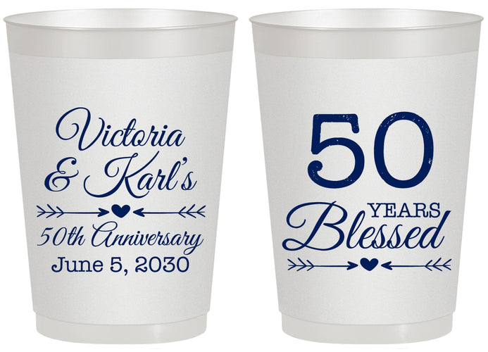 Personalized Anniversary 20 oz Frosted Cups - 50 Years Blessed | 80037