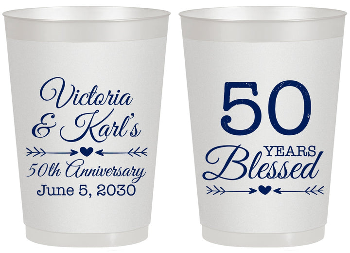 Personalized Anniversary 20 oz Frosted Cups - 50 Years Blessed | 80037