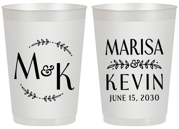 Personalized Wedding 20 oz Frosted Cups - Two Letter Monogram | 801