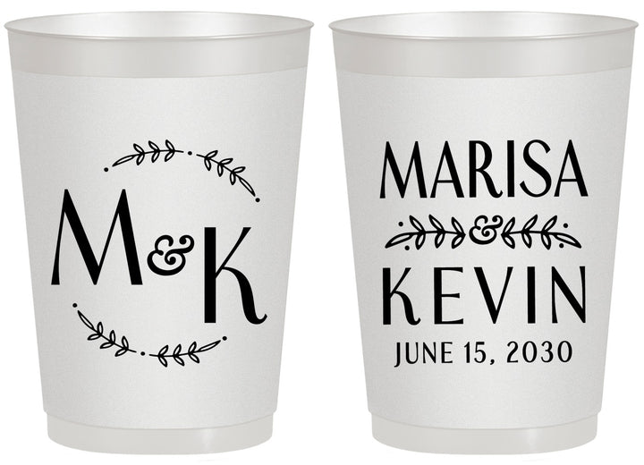 Personalized Wedding 20 oz Frosted Cups - Two Letter Monogram | 801