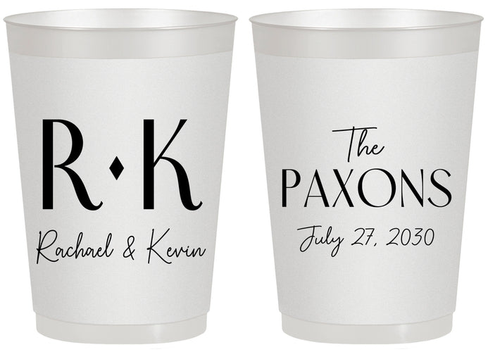 Personalized Wedding 20 oz Frosted Cups - Two Letter Monogram | 802