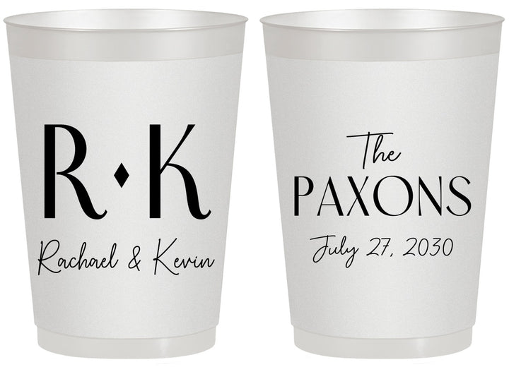 Personalized Wedding 20 oz Frosted Cups - Two Letter Monogram | 802