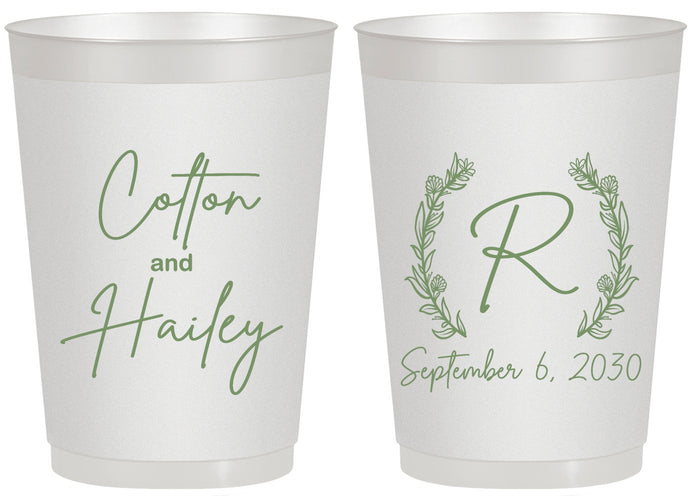 Personalized Wedding 20 oz Frosted Cups - Monogram | 803