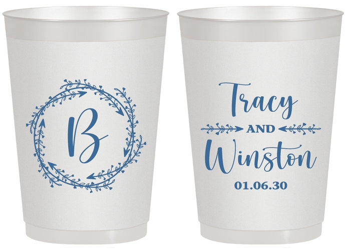 Personalized Wedding 20 oz Frosted Cups - Monogram | 804