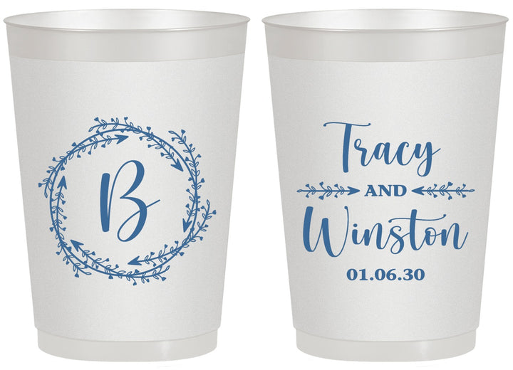 Personalized Wedding 20 oz Frosted Cups - Monogram | 804
