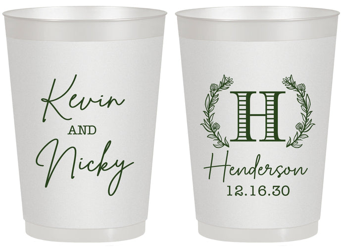 Personalized Wedding 20 oz Frosted Cups - Monogram | 805
