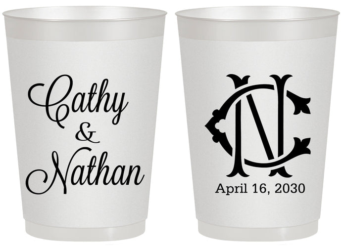 Personalized Wedding 20 oz Frosted Cups - Two Letter Monogram | 807