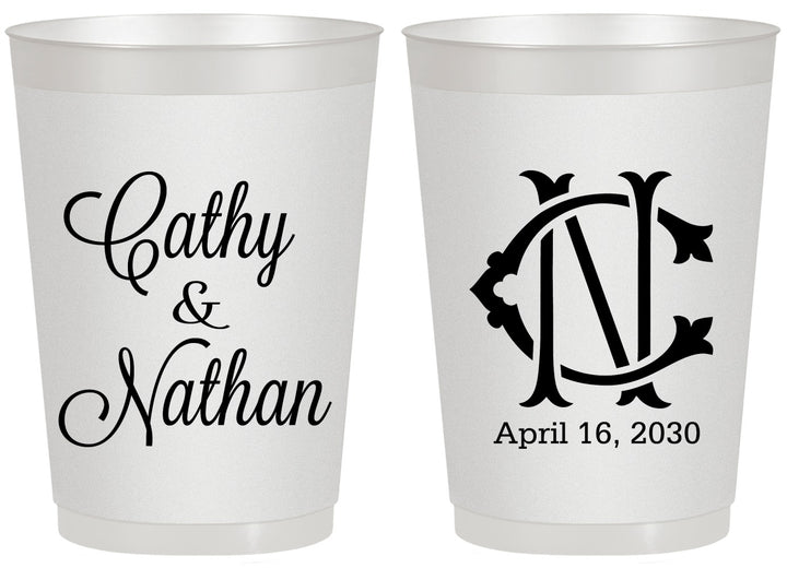 Personalized Wedding 20 oz Frosted Cups - Two Letter Monogram | 807