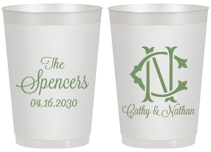 Personalized Wedding 20 oz Frosted Cups - Two Letter Monogram | 808