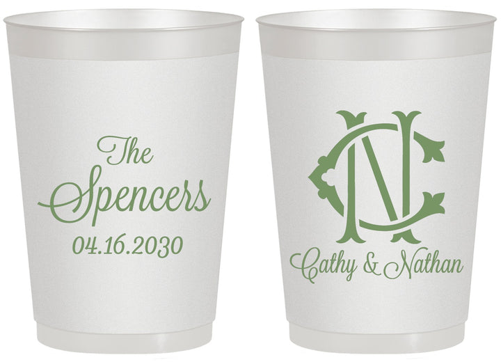 Personalized Wedding 20 oz Frosted Cups - Two Letter Monogram | 808