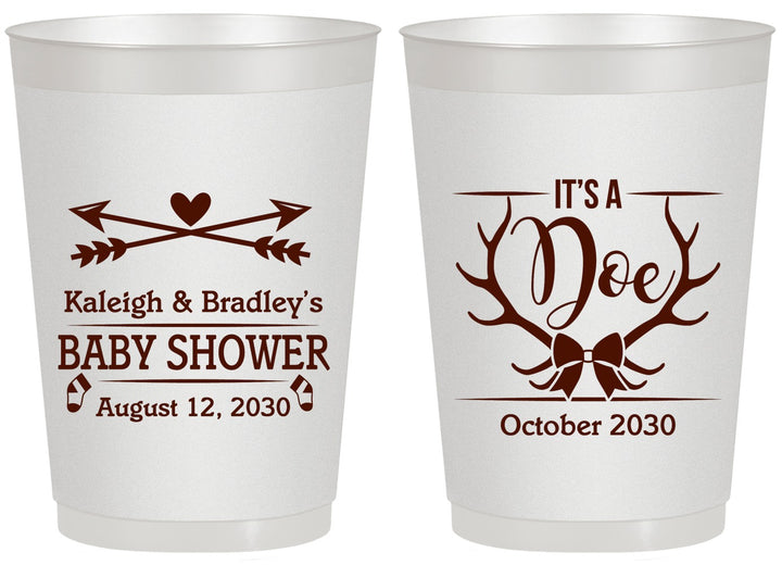 Personalized Baby Shower 20 oz Frosted Cups - It’s A Doe Antler | 90001