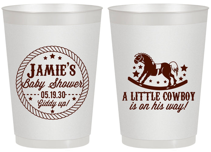 Personalized Baby Shower 20 oz Frosted Cups - Little Cowboy | 90003