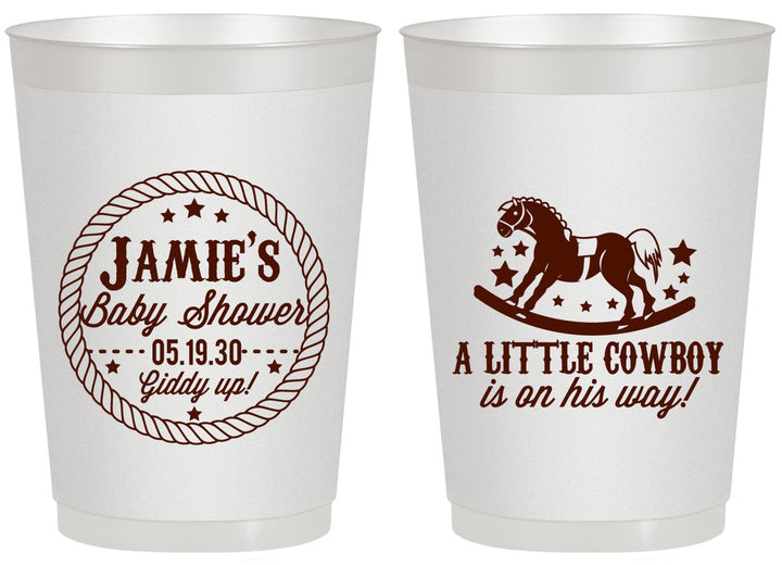 Personalized Baby Shower 20 oz Frosted Cups - Little Cowboy | 90003