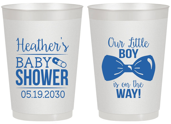 Personalized Baby Shower 20 oz Frosted Cups - Little Boy Is On The Way | 90005