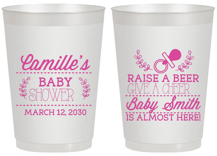 Personalized Baby Shower 20 oz Frosted Cups - Raise A Beer | 90008