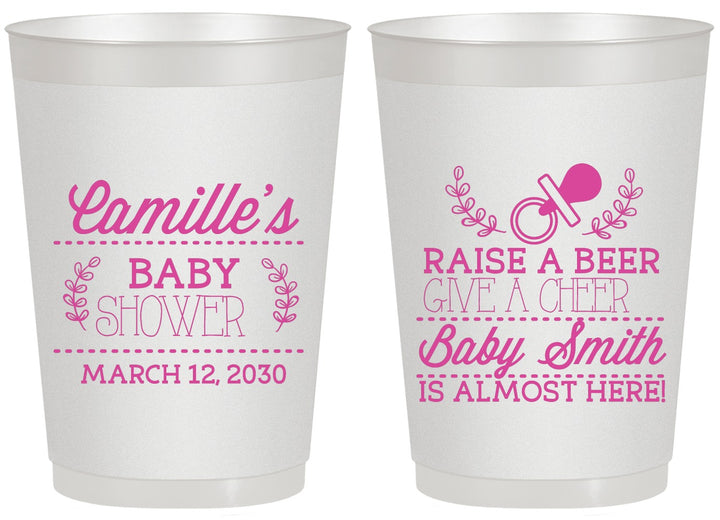 Personalized Baby Shower 20 oz Frosted Cups - Raise A Beer | 90008