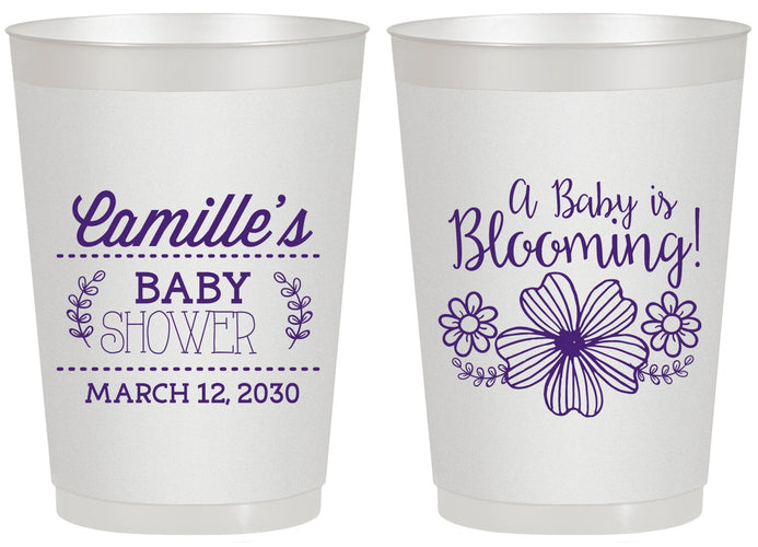Personalized Baby Shower 20 oz Frosted Cups - Blooming | 90009