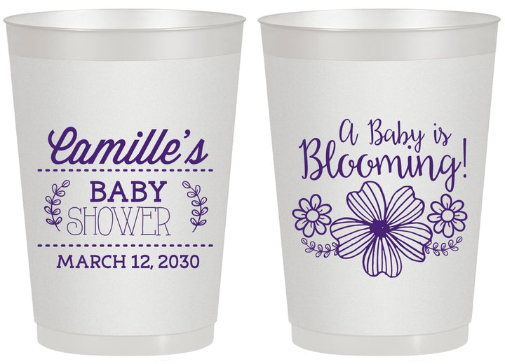 Personalized Baby Shower 20 oz Frosted Cups - Blooming | 90009