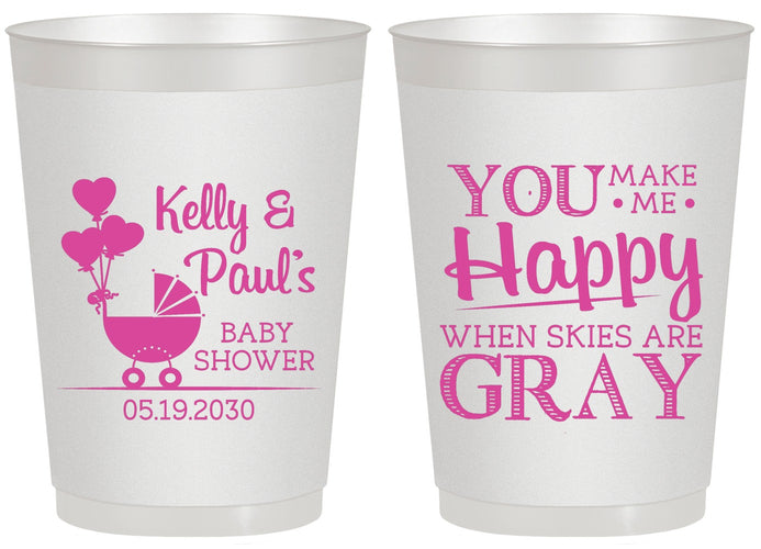 Personalized Baby Shower 20 oz Frosted Cups - You Make Me Happy | 90010