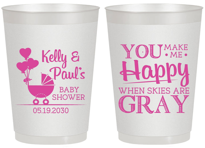 Personalized Baby Shower 20 oz Frosted Cups - You Make Me Happy | 90010