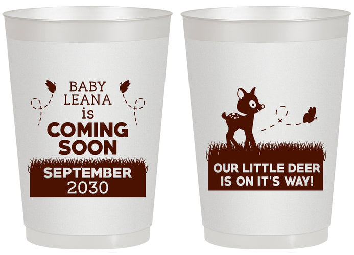 Personalized Baby Shower 20 oz Frosted Cups - Little Deer On The Way | 90011