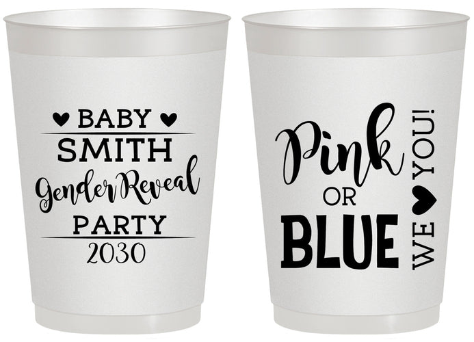 Personalized Baby Shower 20 oz Frosted Cups - Gender Reveal Pink Or Blue | 90012
