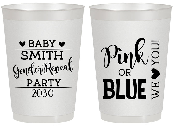 Personalized Baby Shower 20 oz Frosted Cups - Gender Reveal Pink Or Blue | 90012