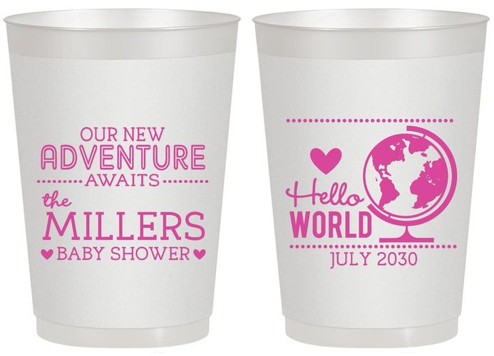 Personalized Baby Shower 20 oz Frosted Cups - Hello World | 90013