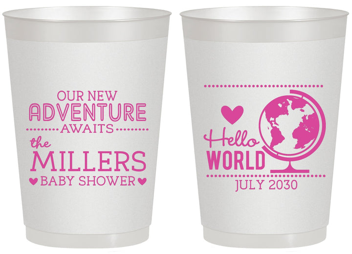 Personalized Baby Shower 20 oz Frosted Cups - Hello World | 90013