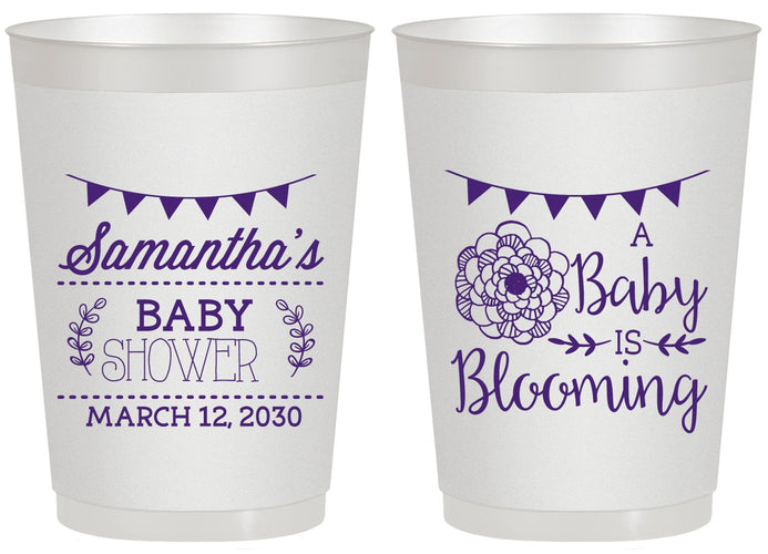 Personalized Baby Shower 20 oz Frosted Cups - Blooming | 90020