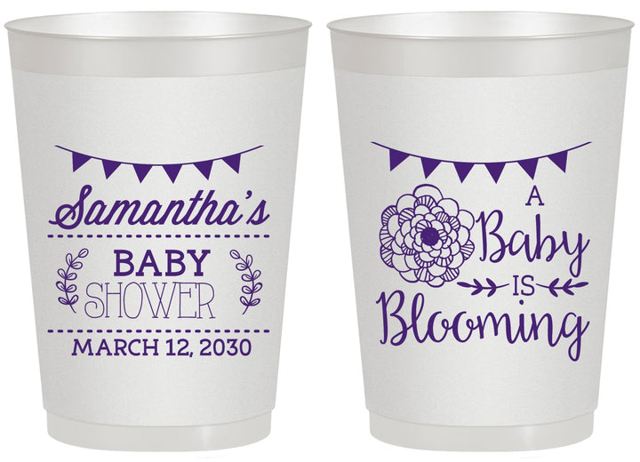 Personalized Baby Shower 20 oz Frosted Cups - Blooming | 90020