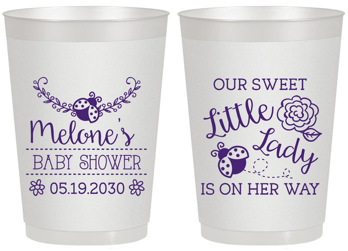Personalized Baby Shower 20 oz Frosted Cups - Little Lady On The Way | 90021