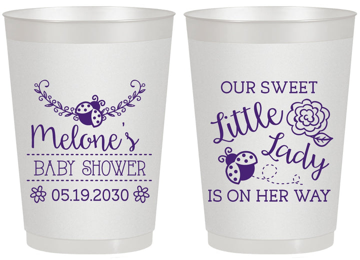 Personalized Baby Shower 20 oz Frosted Cups - Little Lady On The Way | 90021