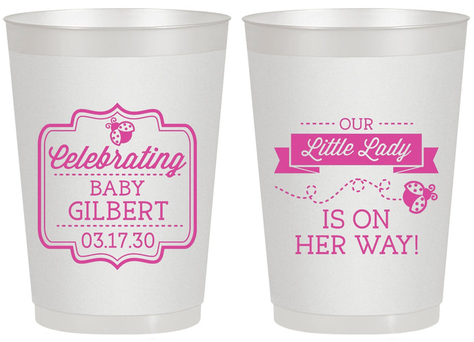 Personalized Baby Shower 20 oz Frosted Cups - Little Lady On The Way | 90022