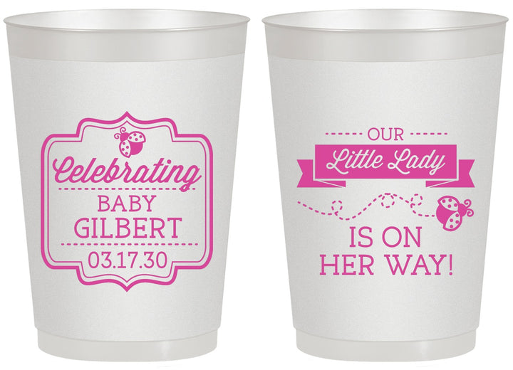 Personalized Baby Shower 20 oz Frosted Cups - Little Lady On The Way | 90022