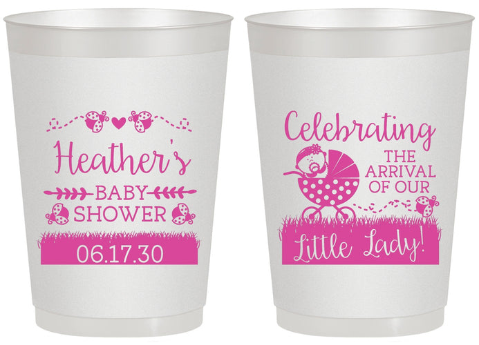 Personalized Baby Shower 20 oz Frosted Cups - Little Lady On The Way | 90023